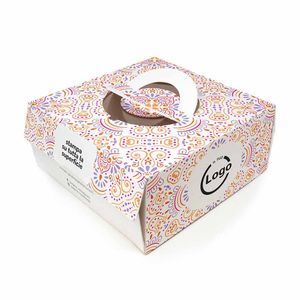 Caja Cuadrada para Pastel con Asas y Ventana de Plástico 29x29x12 Cm-Smile, Material Reciclado Personalizado - Product Image 2