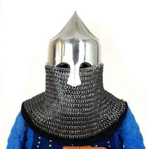 Casque en Pot de chevalier médiéval 18G avec chaîne rivetée casque d'aventail casque Viking cadeaux - Product Image 3