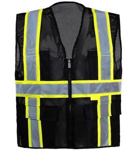 Chaleco DE SEGURIDAD DE marca OEM para hombre y mujer, poliéster reflectante negro con cremallera frontal, transpirable para deportes al aire libre - Product Image 1