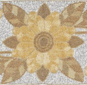 Christmas Decorative and Leaves Design Beaded <b>Runner</b> Placemat <b>Dining</b> <b>Table</b> Fancy Mat Handmade Decorative <b>Runners</b> for Wedding - Product Image 6