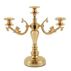 Candelabro árabe vintage de latón de alta calidad con tres brazos y acabado pulido para decoración de mesa en el hogar. - Product Image 6