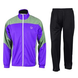 Conjunto de chándal ajustado de dos piezas para hombre con logotipo bordado personalizado al por mayor chándal de poliéster polar de invierno con bloques de color para correr - Product Image 6