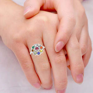NOVAMART Fine 92.5 Sterling Silver Certified Navaratna Stone Original Nine Gems <b>Adjustable</b> <b>Ring</b> for Women and Girls Wholesale Ex - Product Image 4
