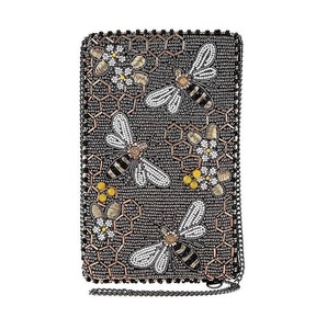 Sac de téléphone de broderie de perles de rocaille de mode avec la bandoulière de chaîne d'or - Product Image 1