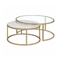 Metallrahmen Couch tisch Moderne Möbel Lässig Runder Eck tisch Schiefer Tee & Saft platte Runde Form Goldene Beine Marmor Verwendung