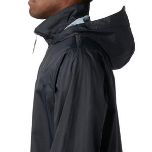 Chaqueta Acolchada Cortavientos para Hombre, Color Negro Sólido, Cierre de Cremallera, Cuello Alto, Estilo Casual para Otoño, Exterior de Poliéster - Product Image 4