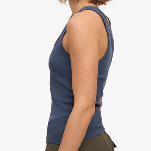 Débardeurs côtelés en coton et bambou écologiques personnalisables Shorts décontractés couleur bleu pétrole respirant tricoté personnalisable - Product Image 4