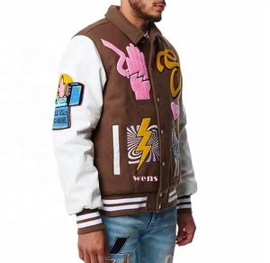 ที่กําหนดเองวินเทจApplique Chenille Patchโลโก้ฤดูหนาว100% ขนสัตว์เย็บปักถักร้อยขนแกะVarsity Bomber Lettermanแจ็คเก็ตสําหรับชาย - Product Image 4