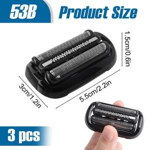 Paquete de 3 cabezales de repuesto para afeitadora eléctrica de doble cuchilla para hombre, para afeitado facial, mini afeitadora rotativa con función lavable - Product Image 2