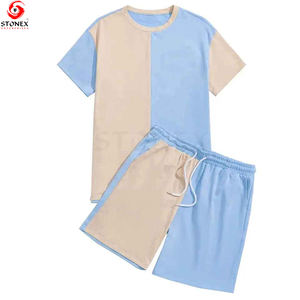 ชุดเสื้อผ้ากีฬาสำหรับผู้ชายเสื้อยืดสองชิ้นและกางเกงขาสั้นแขนสั้นระบายอากาศได้ดีชุดฤดูร้อนออกแบบได้ตามต้องการ - Product Image 4