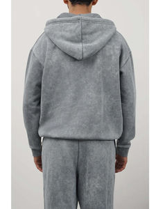 Customized Cotton Two-Piece Patch Embroidered Logo Street Oversized Acid <b>Wash</b> Tracksuit Winter Printed Sweatpants and Hoodies - Product Image 2