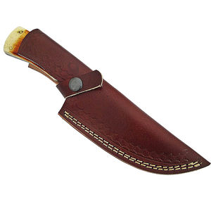 Cuchillo Skinner de Acero de Damasco Hecho a Mano Personalizado Burraq con Mango de Resina, Funda de Cuero, DIY OEM, Regalo Perfecto para Camping y Caza - Product Image 4