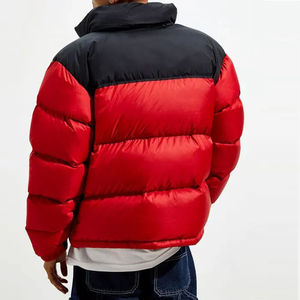 Chaqueta Acolchada para Hombre, Color Rojo, con Bloques de Color, Cierre de Cremallera, Resistente al Viento, Informal, de Invierno, con Relleno de Poliéster, Gruesa, de Longitud Regular - Product Image 3