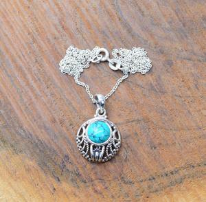 Bijoux de style bohème faits à la main en argent sterling 925 Turquoise pierres précieuses tendance pendentif bijoux pour femmes cadeau pour elle - Product Image 3