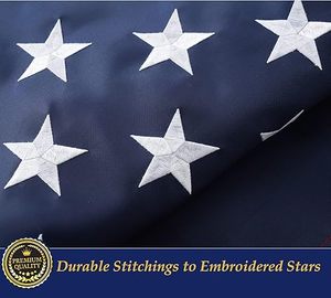 American Flag Polyester 3x5 Ft Sleeved Embroidered <b>Star</b> Fringe Heavy Duty Waterproof <b>Hanging</b> Aluminum Flagpole Sewn Stripes - Product Image 3