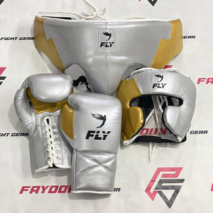 Juego de Boxeo Profesional FLY con Logotipo Personalizado, Disponible en Todos los Colores Azul y Plata, Guantes de Sparring OEM ODM, Protector de Cabeza y Ingle - Product Image 2