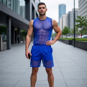 Short en maille transparente à cordon de serrage pour hommes Summer Sleeping See Through Sexy Shorts Night Sleeping Sexy Shorts Boys - Product Image 3