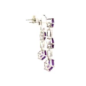Handmade 925 Pure Sterling Silver Fine Jewelry Natural Amethyst American <b>Diamond</b> <b>Dangle</b> <b>Earrings</b> for Party Wedding Birthday Gift - Product Image 5