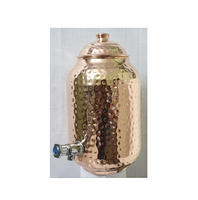 Récipient en laiton de pot d'eau en cuivre pur 100% avec refroidisseur d'eau de conception unique en verre de cuivre Capacité de 5 litres et personnalisé