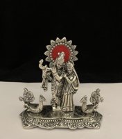 Nouvel arrivage de Statue de Radha Krishna en métal plaqué argent sur le côté pour la décoration de la maison et les cadeaux