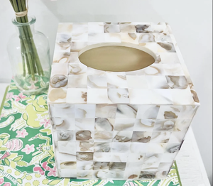 Porte-serviettes en bois MDF fait à la main MOP haute qualité décorations pour la maison élégantes boîte à mouchoirs en nacre d'Inde - Product Image 2