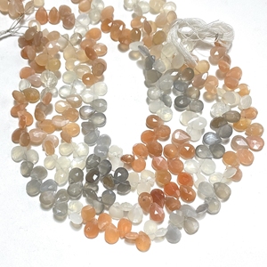 Haute qualité multi-facettes forme de poire Briolette perles de pierres précieuses naturelles perles en gros fournitures pierre de lune à facettes - Product Image 1