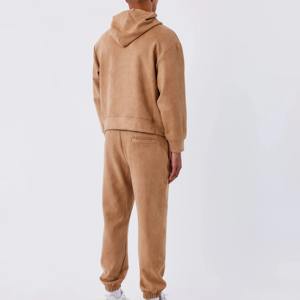 ชุดเซ็ตฮู้ดดี้ซิปเต็มตัวและกางเกงจ็อกเกอร์ผ้าผสมโพลีเอสเตอร์/คอตตอน ป้องกันไฟฟ้าสถิต ลวดลายวินเทจฟอกสี สำหรับผู้ชาย ฤดูหนาว ปักโลโก้ ZY ตามสั่ง - Product Image 2