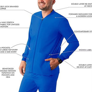 Blouses d'hôpital bleu roi, uniforme d'infirmière, blouses ajustées pour hommes, blouses médicales en spandex, veste d'infirmière pour hommes, uniformes pour l'hôpital - Product Image 5