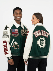 Custom Style All Over Embroidery Chenille <b>Patches</b> Wool <b>Body</b> Leather Sleeves Varsity Jackets Collage Baseball jacket for men - Product Image 5