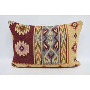 Traditional Style Decorative Accent <b>Pillow</b> Beige Wool with Vintage Floral Geometric Pattern 20x28 Inch Portable for Home Use - Product Image 5