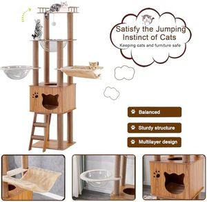 Waleed Furniture Premium Art Déco Tour à chat mobile 4 pièces avec griffoir et arbre à chat pour chats d'intérieur - Product Image 4