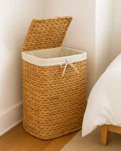 Paniers de rangement ronds en rotin naturel durable avec poignées pour vêtements, chaussures et décoration intérieure - Product Image 1