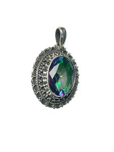 Pendentif en argent sterling 925 personnalisé avec pierre précieuse, topaze mystique naturelle, bijoux pour enfants, fête, classique, artisanal, Krittika Jewelers - Product Image 3