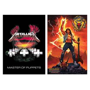 Modern Art Deco Style Metallica & Eddie Munson 2-Pack Poster Made of Wood Acrylic and Paper <b>Framed</b> for Home Wall Decor - Product Image 3