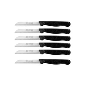 Cuchillos de frutas y verduras de acero inoxidable negro brillante dentado de 6 piezas Herramientas de cocina Premium para un corte fácil - Product Image 1