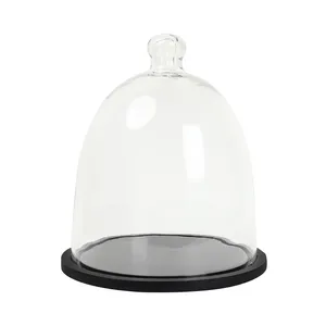 Premium Home & Decoration Factory Custom Round Acacia Wood <b>Cake</b> <b>Stand</b> with High Glass Dome Metal Manufacturer Wholesaler - Product Image 3