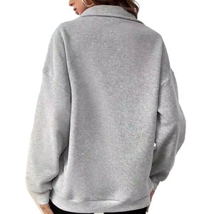 Sudaderas Deportivas de Forro Polar para Mujer, de Manga Larga, con Media Cremallera, Bolsillos Delanteros, Holgadas, para Invierno, Venta al Por Mayor del Fabricante OEM - Product Image 3
