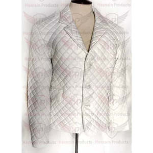 Venta caliente productos Hasnain cuero real para hombre estilo acolchado chaqueta de cuero estilo diamantes cuero - Product Image 1