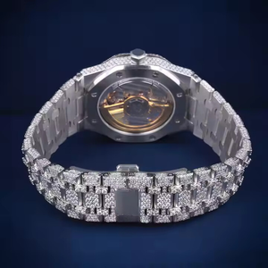 Elegante Reloj de Pulsera Deportivo de Cuarzo de 41 mm, Estilo Hip Hop, para Hombre de Negocios, con Esfera Negra, Resistente al Agua, de Acero Inoxidable y Moissanita - Product Image 3