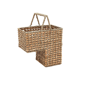 Panier d'escalier de rangement artisanal en jacinthe d'eau naturelle avec poignées et en jonc de mer pour la décoration de la maison et du bureau au Vietnam - Product Image 1