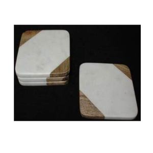 Posavasos de mármol y madera marrón oscuro, Juego de 4 posavasos para café, bebida, mesa de comedor, posavasos de decoración moderna para decoración del hogar - Product Image 6