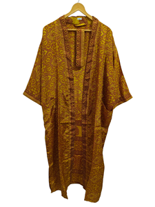 ชุดคลุมอาบน้ำชุดกิโมโนนุ่มใส่กลางคืนสีสันสดใสชุดคลุมยาวทำด้วยมือชุดผ้าไหมส่าหรีสไตล์อินเดียวินเทจ - Product Image 4