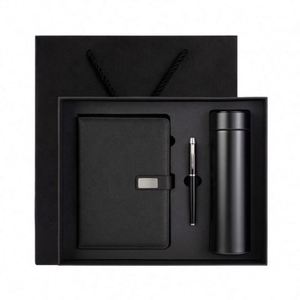 Articles cadeaux promotionnels de luxe en gros, ensemble cadeau personnalisable avec thermos, carnet, stylo et bouteille - Product Image 1