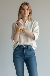 Lote al por Mayor de Brazaletes Étnicos Indios con Perlas y Corte Esmeralda, Varios Tamaños, Mejor Precio de Exportación para Mujer - Product Image 2