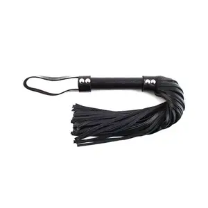 De cuero Flogger 100 cae genuino de piel de vaca negro trenzado mango BDSM parejas sexo pesado Thuddy Flog látigo