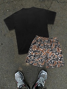 Private Label Men Summer T Shirt Shorts Matching <b>Set</b> Casual Streetwear Soft Cotton Two Piece Outfit Gym Workout Sportswear - Product Image 2