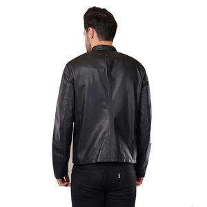 Chaqueta de Cuero Casual para Hombre, Color Sólido, Estilo Urbano, Cuello Alto de Lona, Transpirable, Ecológica y Cómoda - Product Image 6