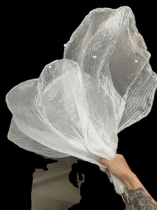 <span class=keywords><strong>Voile</strong></span> de mariée plissé en organza blanc brodé en tulle, voiles de mariage DIY pour décoration de mariage avec grandes fleurs - Product Image 5