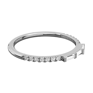 แหวนแต่งงานดีไซน์เนอร์เพชรทรงกลมและทรงบาแกตต์สำหรับผู้หญิง - Product Image 2