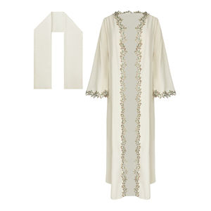 Nueva Abaya Abierta de Encaje Árabe de Dubái, Bordado Brillante de Seda, Túnica Larga, Vestido de Moda para Viajes por el Medio Oriente, Túnica de los Emiratos Árabes Unidos y Turquía - Product Image 5